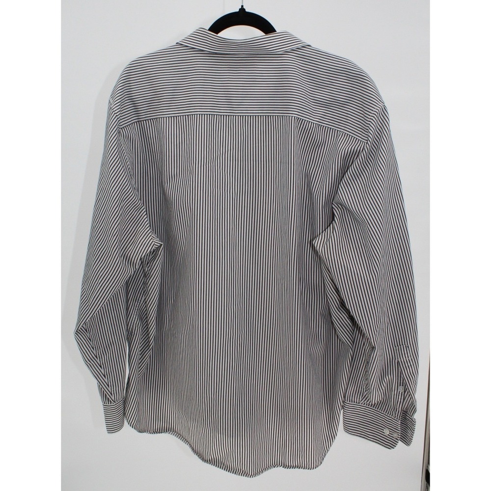 Alfani Fitted XXL $59 Black White Pinstripe Performance Button Front Dress Shirt - Picture 7 of 7